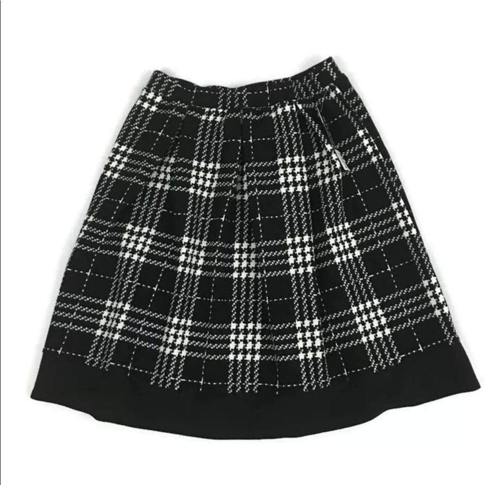 Houndstooth Plaid Pleated A-Line Skirt Pencil S